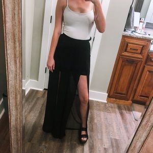 Black Caped Maxi Shorts